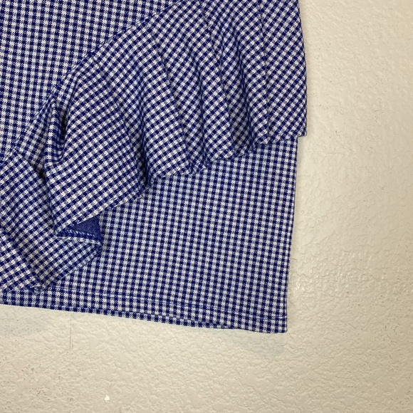 Topshop blue gingham print ruffle trim mini skirt - Picture 4 of 6